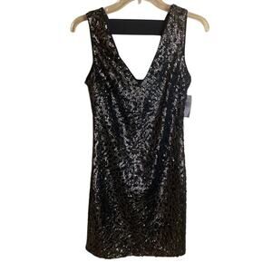 1. State‎ Black Sequin V-Neck Sheath Mini Dress - XS - NWT